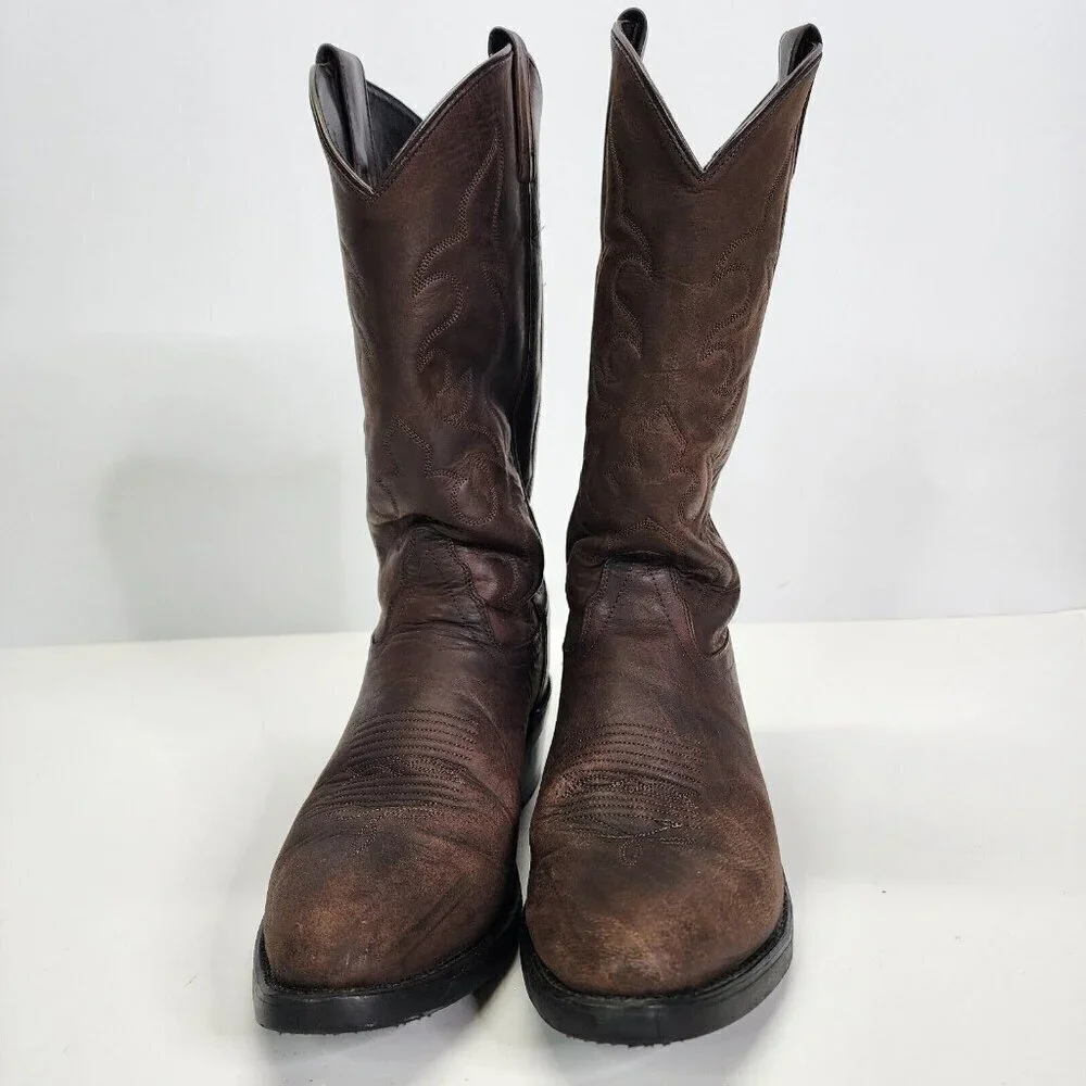Old West Men's TBM3051 Brown Leather‎ Mid-Calf Western Boots - Size 9.5 D